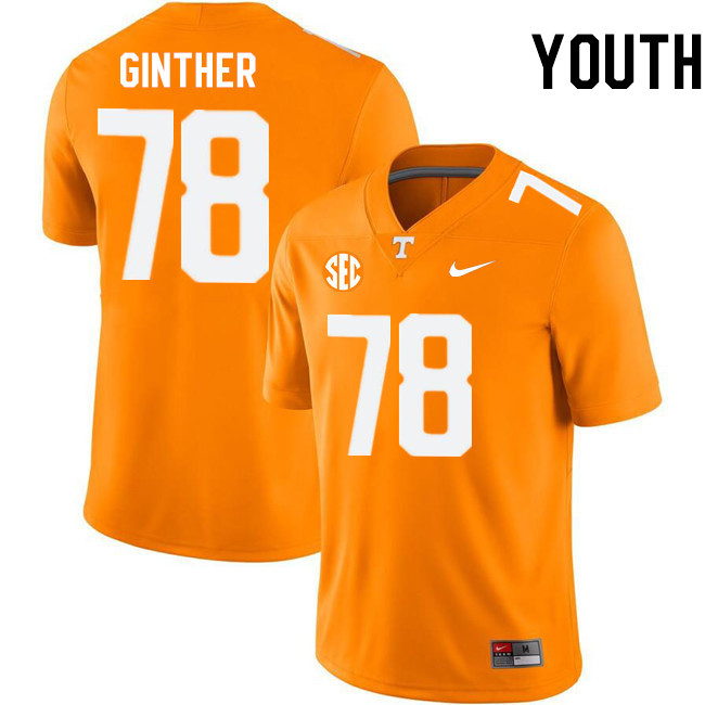 Youth #78 Gage Ginther Tennessee Volunteers College Football Jerseys Stitched-Orange